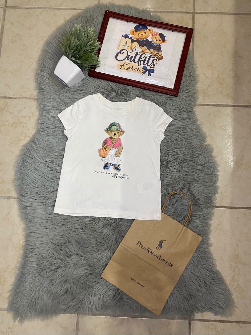 Polo by Ralph Lauren White Girls' Polo Bear Graphic Tee